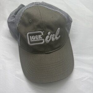 Glock Girl gray mesh hook and loop baseball hat adjustable gun shooting